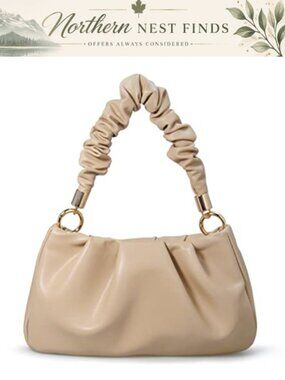 Soft Vegan Leather Cloud Pouch Hobo Shoulder Bag Chain Crossbody Clutch